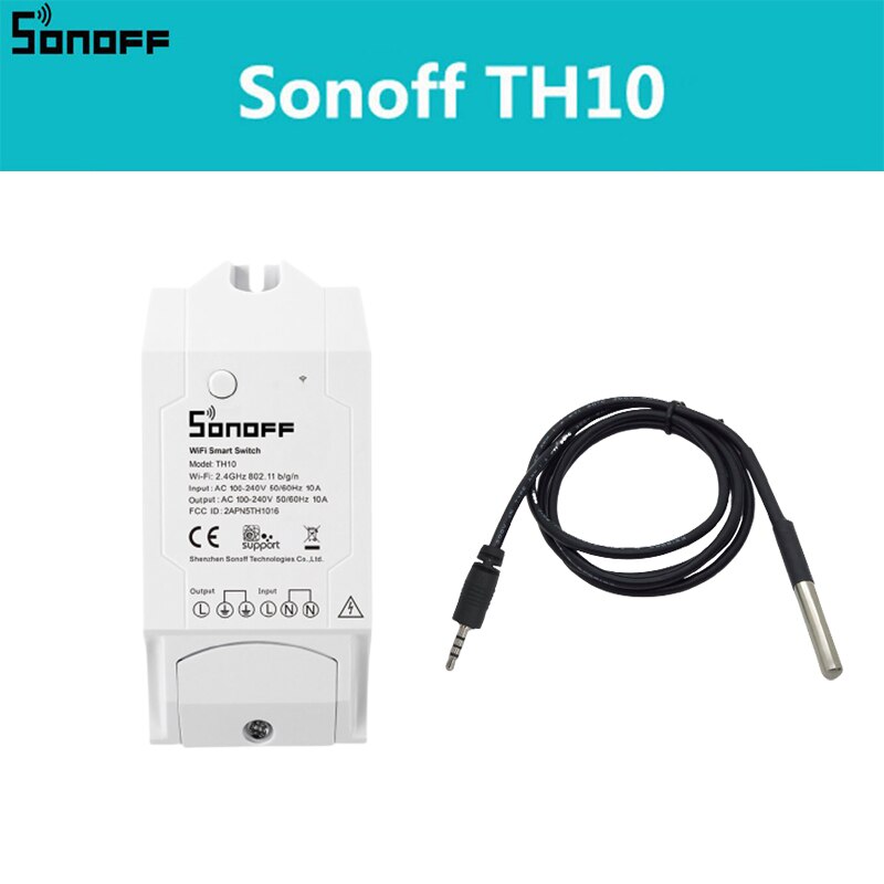 Sonoff-interruptor inteligente TH16 TH10 WiFi, Sensor de temperatura, humedad, transmisor de temperatura y humedad DS1820, AM2301: TH10 DS1820