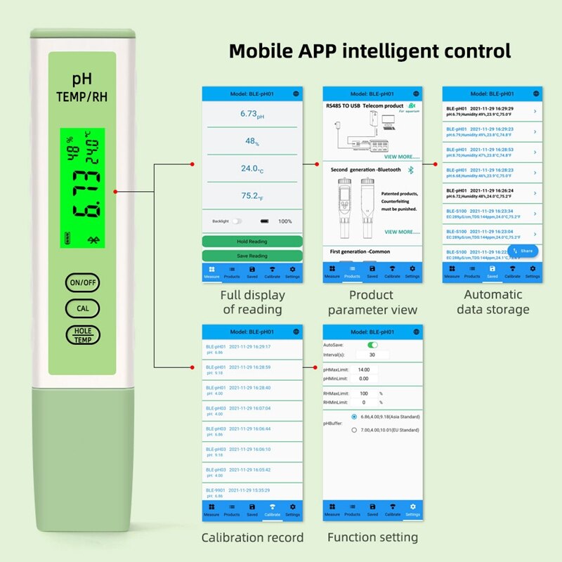 Digital PH Meter For Water,Bluetooth Online Monitor Water Acidity Tester Smart Tool For Drinking,Aquariums