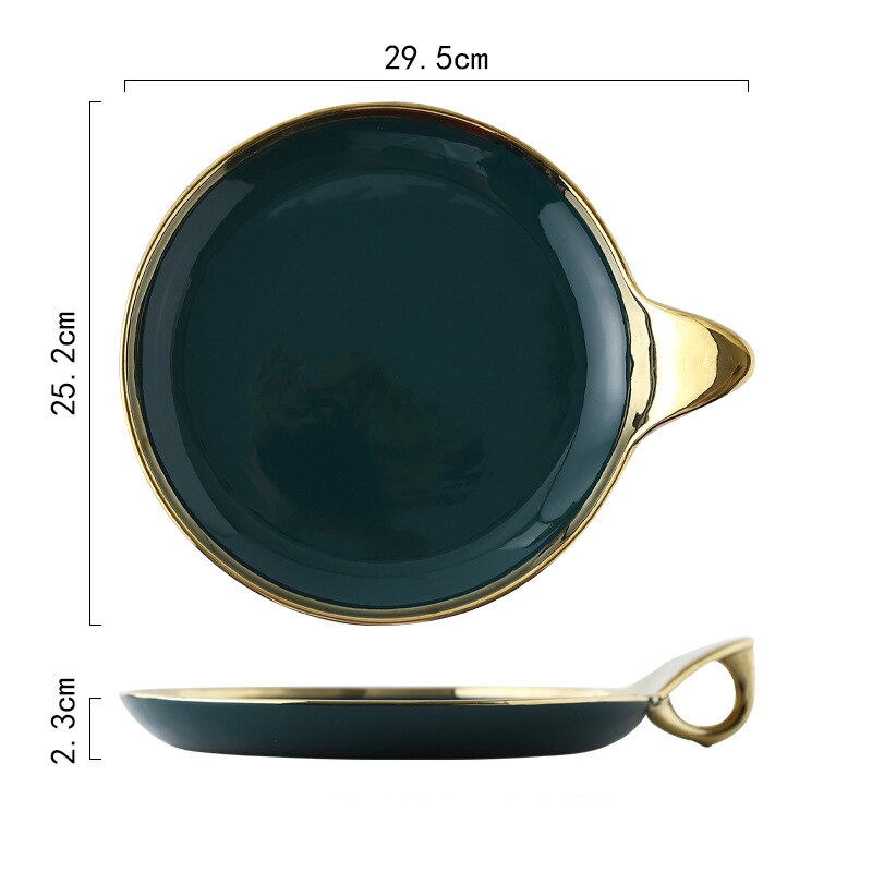 Ceramic Ring Dinnerware Set Bowl Dishes Saucer Combination 11.5inch Plate Green Light Luxury Modern Dinner Set: 11.5inch plate