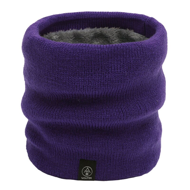 Vinter dubbellager stickad halsvärmare vindtät enfärgad supermjuk wild loop halsduk unisex vinter män kvinnor plysch halsduk krage: Lila