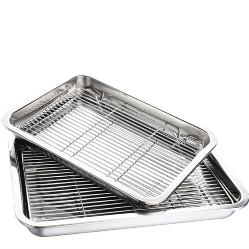 Wire Steaming Kebab Barbecue Mesh Rack BBQ Grill Mesh Tool Net Carbon Stainless Steel deep Square Plate cafeteria Storage trays