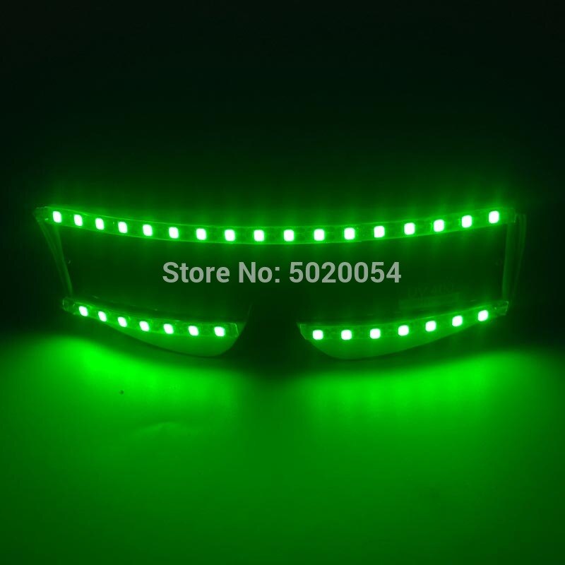 Popular Birthday Party Rave LED Glasses Night Vision Glasses Glow in Dark Unisex Light Up Glowing Glasses Flashing Sunglasses: Type 02-Green