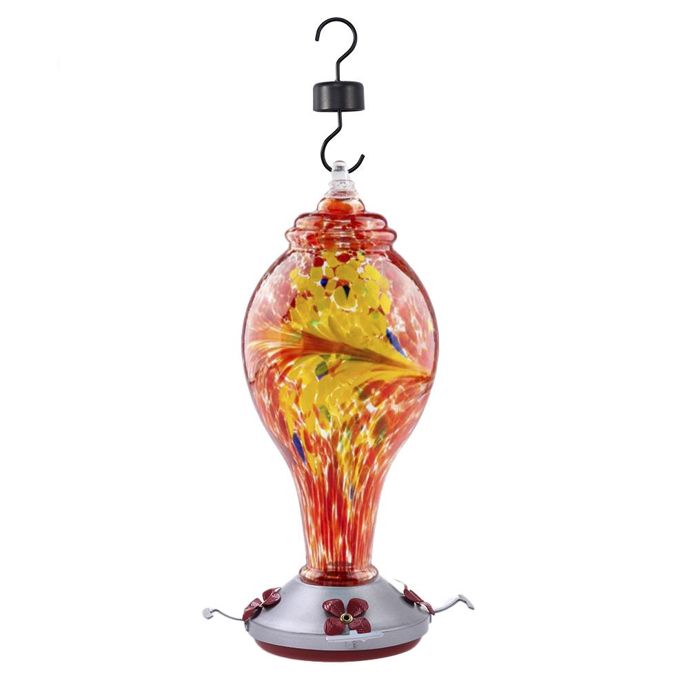 Bird Feeder Hand-blown Glass Hanging Hummingbird Feeder Garden Wild Bird Drinking Fountain Feeding Station Food Container