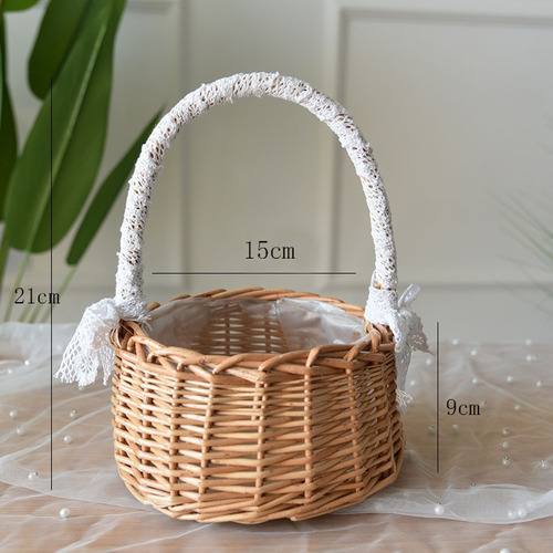 basket wicker hand-held flower basket floral flower arrangement bridal flower basket rattan mini bamboo basket storage basket: 15cm in diameter