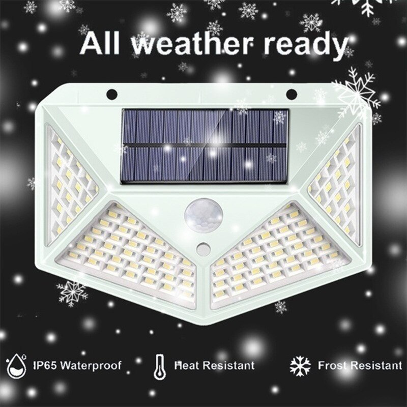 Solar Lamp Outdoor Wall Lamp Four Sides 100led Human Body Sensor Lamp Outdoor Landscape Lamp Wall Garden Lamp