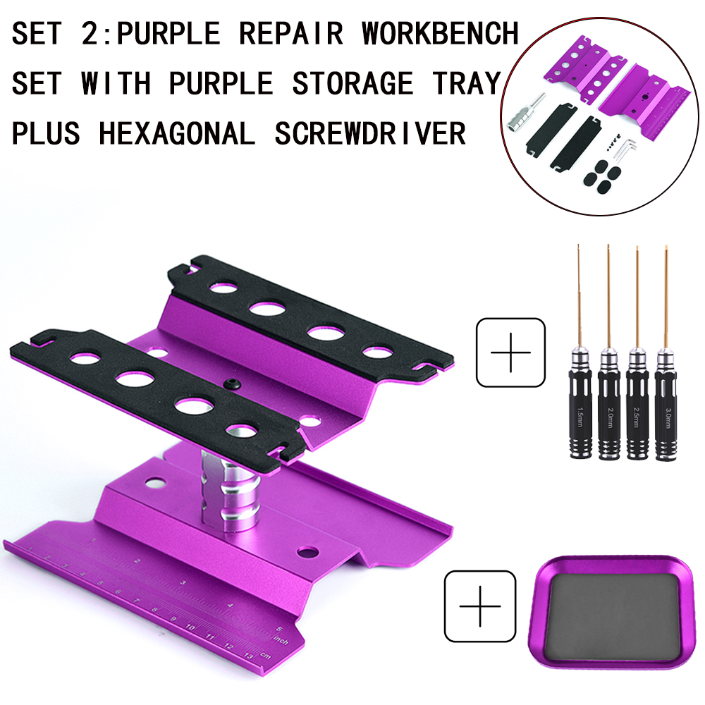 Herramienta de coche RC, soporte de trabajo de elevación, plataforma de montaje, estación de reparación giratoria de 360 grados para coche trepador de Buggy 1/10 1/8: Blanco