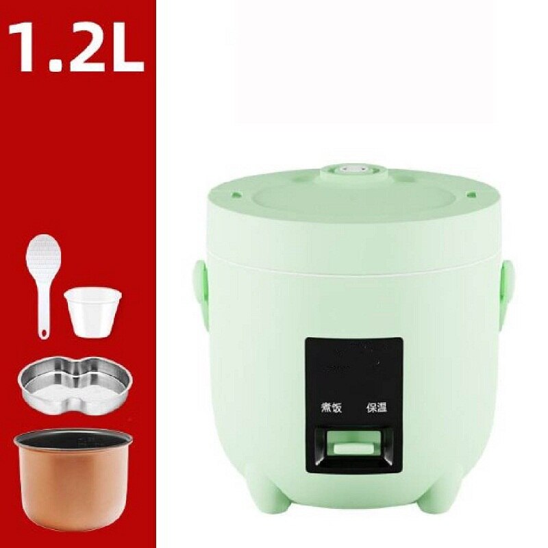 Olla arrocera eléctrica inteligente y automática para el hogar, cocina con revestimiento antiadherente, para 1-2 personas, 1,2 L: green / KR
