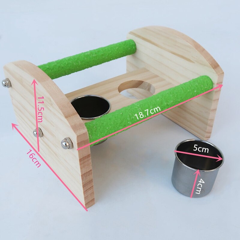 Wood Parrot Play stand Perch Playstand Gym Stand with Feed Cups Tray Cockatiel Bird Exercise Play Toys
