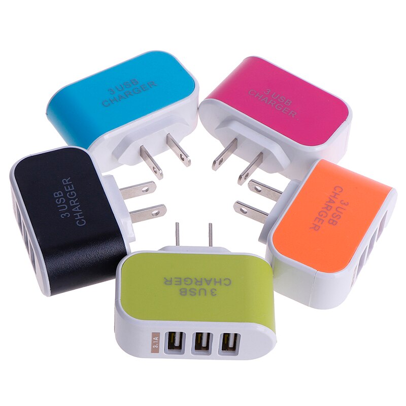 1 st. oplader 5v 3.1a drievoudige usb-poort muur thuis reizen ac mobiele snellader adapter us stekker benodigdheden