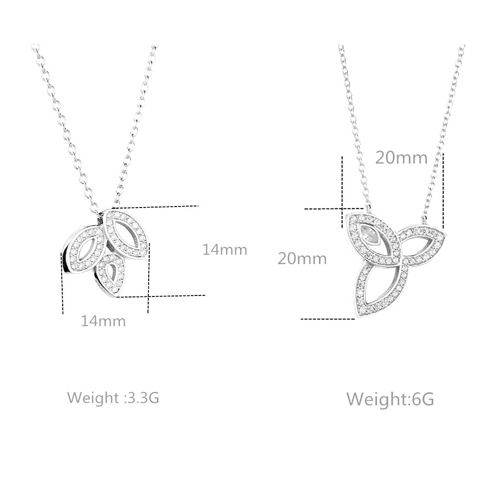Moonmory-colgante de tres hojas de Plata de Ley 925, cadena larga de cristal CZ, accesorios de para mujer, joyería de boda
