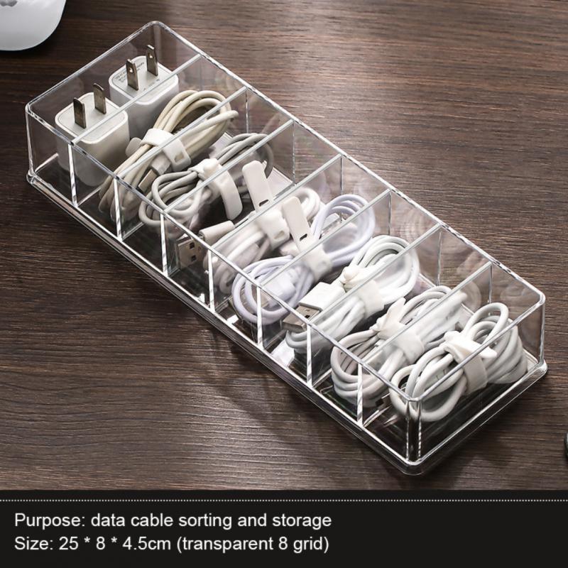 Cable Storage Box Transparent Plastic Data Line Storage Container For Desk Stationery Makeup Organizer Jewelry Box Office Holder: bases