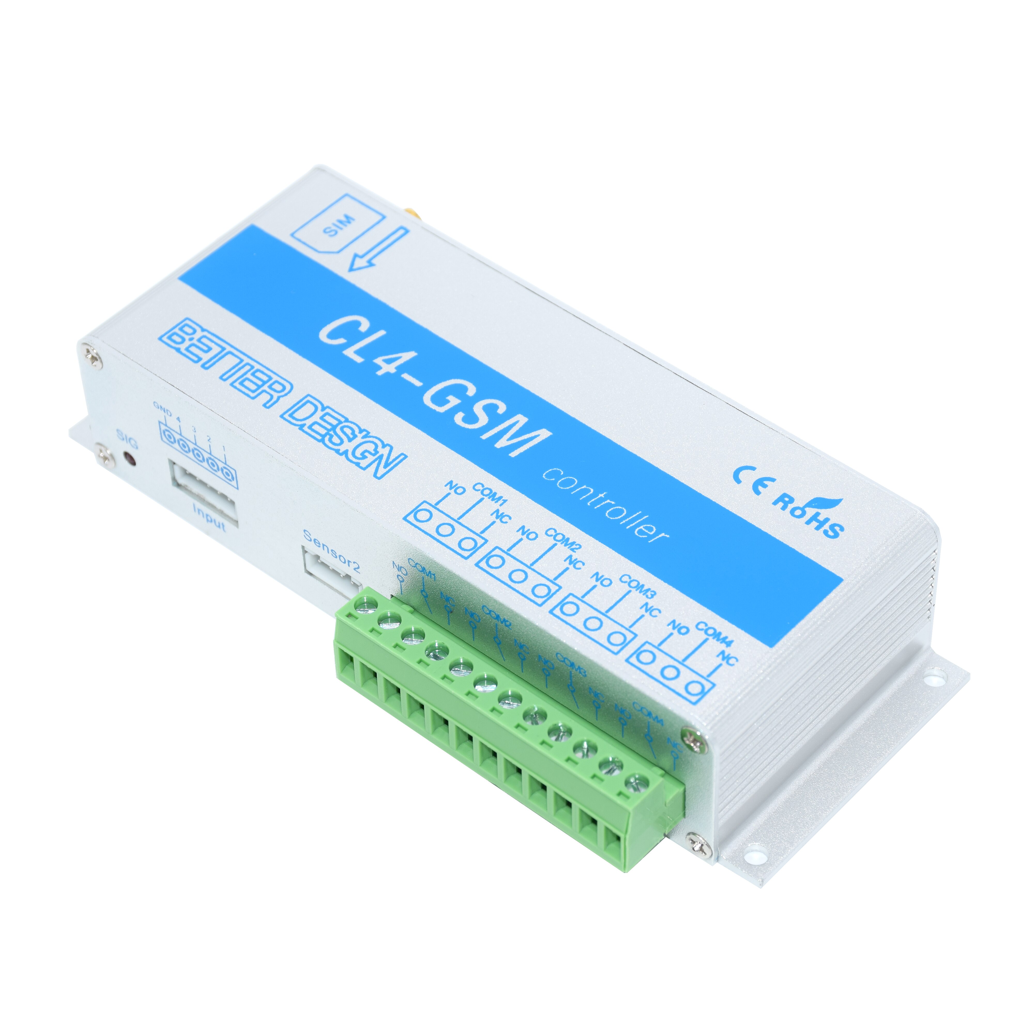 Télécommande GSM SMS 4 canaux, commutateur relais CL4-GSM, prise en charge de la température et de l&#39;humidité, alarme