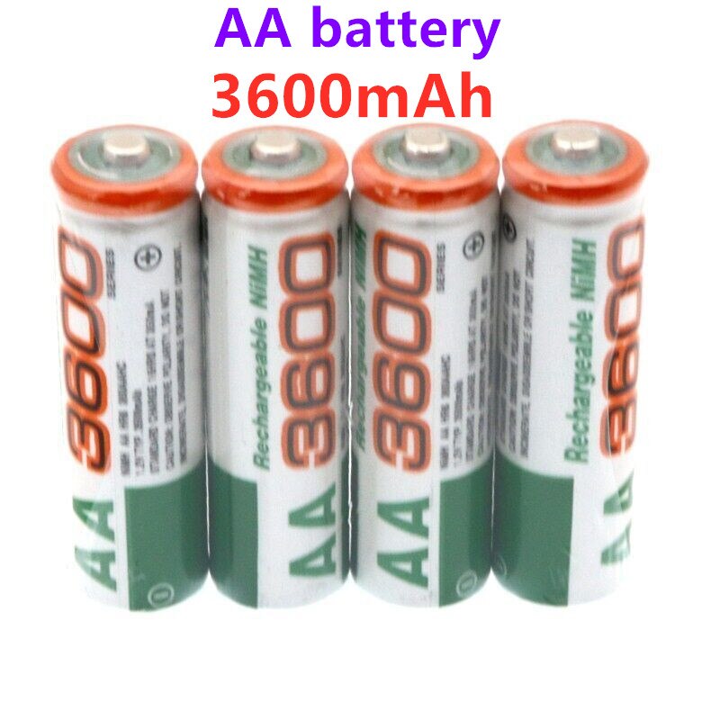 100% AA 3600 Rechargeable Battery AA Ni-MH 1.2V 3600mAh Ni-MH 2A Pre-charged Bateria Rechargeable Batteries for Camera