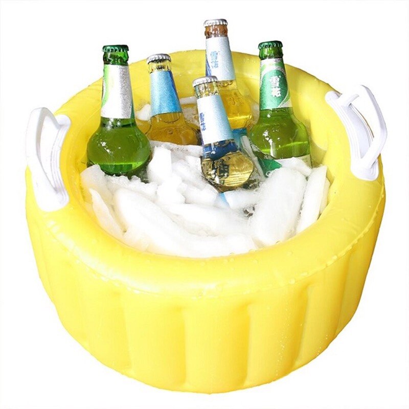 Cubo enfriador de cerveza inflable flotador de piscina flotador de agua para de verano, cubo de hielo para servir/Bar de ensalada: Yellow