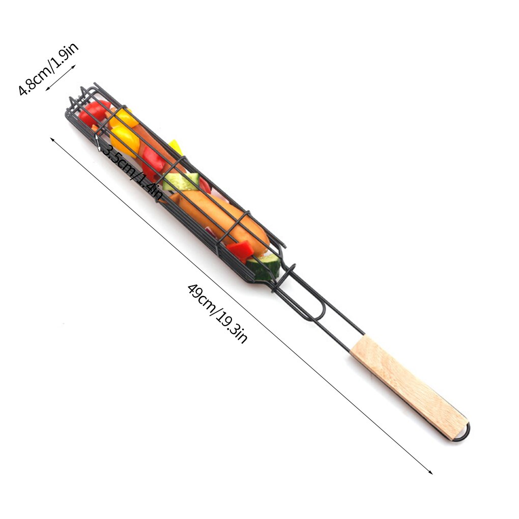 Draagbare Bbq Grillen Mand Roestvrij Staal Anti-Aanbak Barbecue Grill Mand Tools Grill Mesh For A Vlees Hamburger Bbq Gereedschap: Burlywood / 2pcs