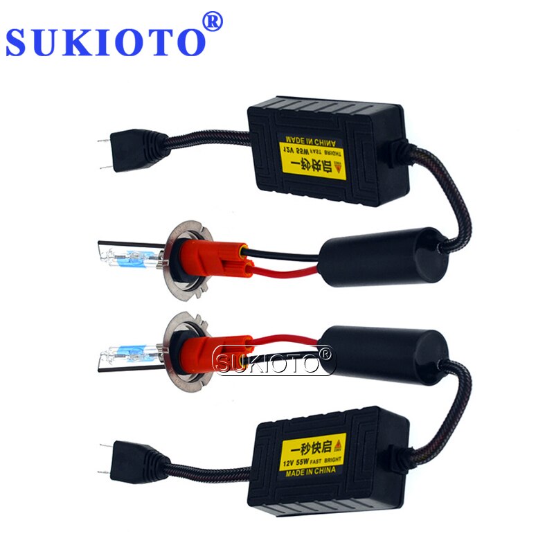 SUKIOTO-Kit de conversión de Xenón HID H7, 55W, enchufar y usar, AC, balasto Delgado, 55W, 5500K, H11, 9005, 9012