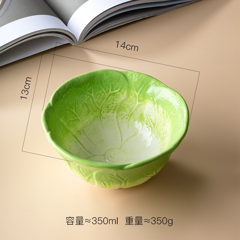 Bol à salade en céramique, européen dessin animé de fruits, bol à nouilles instantanées à la fraise, vaisselle de cuisine 350ML: H Single