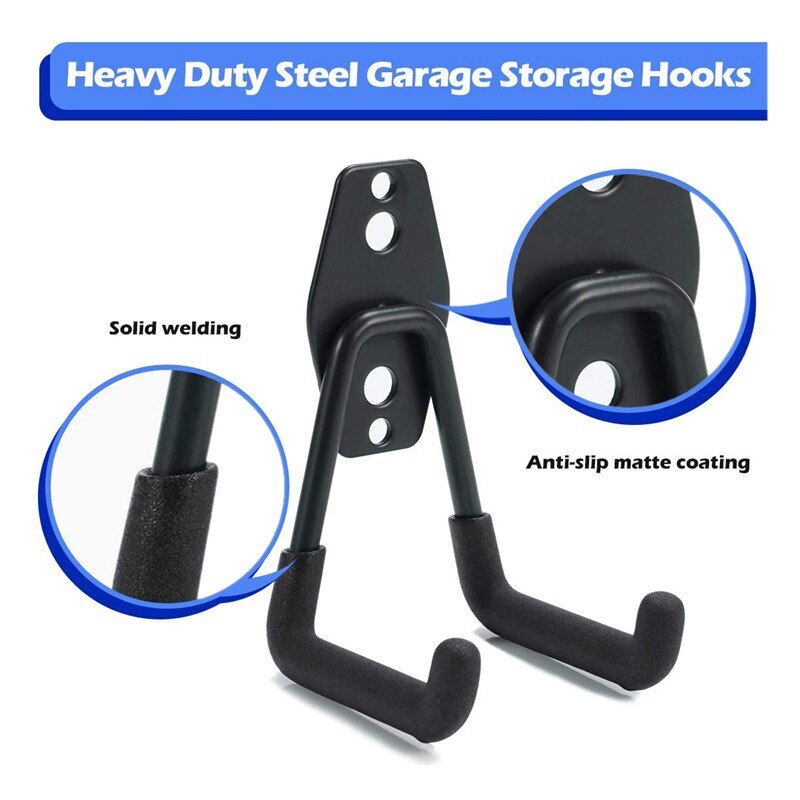 Heavy Duty Metal Hook Garage Storage Rack Wall Mount Bicycle Hanger Hooks Wall Mount Ladders Garden Tool Anti-slip Organizer