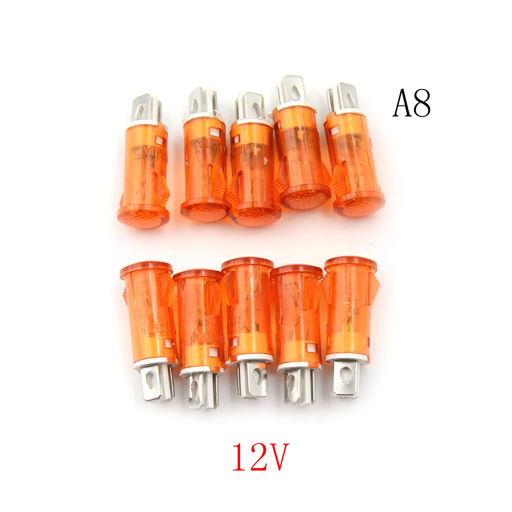 10 stk signalindikatorlampe panelmontering neonrød grønt gule lys 220v 110v 12v/24 vdc 10mm mdx -11a pilotstyring: 8