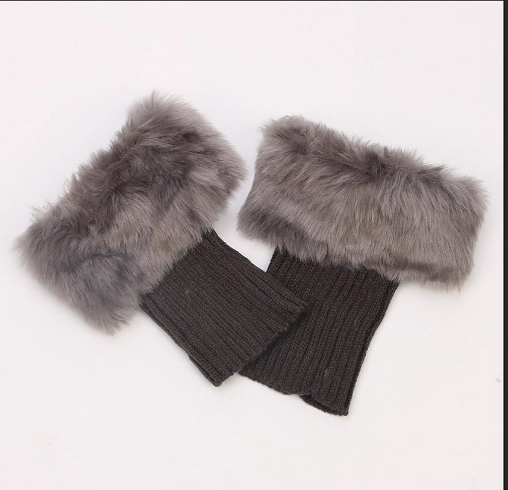 Gebreide winterlaarzen voor dames, gebreide laarsjes met bont, sokken, beenwarmers, warme sokken voor laarzen met bont, beenwarmers 20 cm: F
