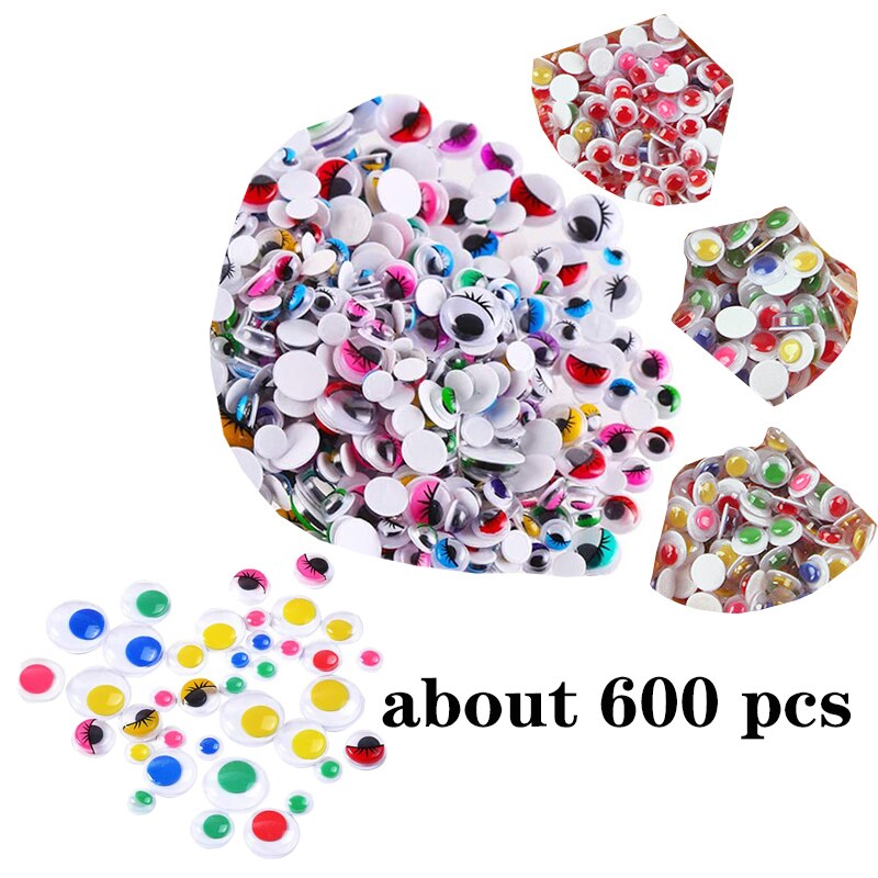 150-700pcs Movable Eyes Plastic Wiggle Googly Eyes DIY Kids Scrapbooking Craft Accessories Doll Handmade Self-Adhesive Eyes: Orange