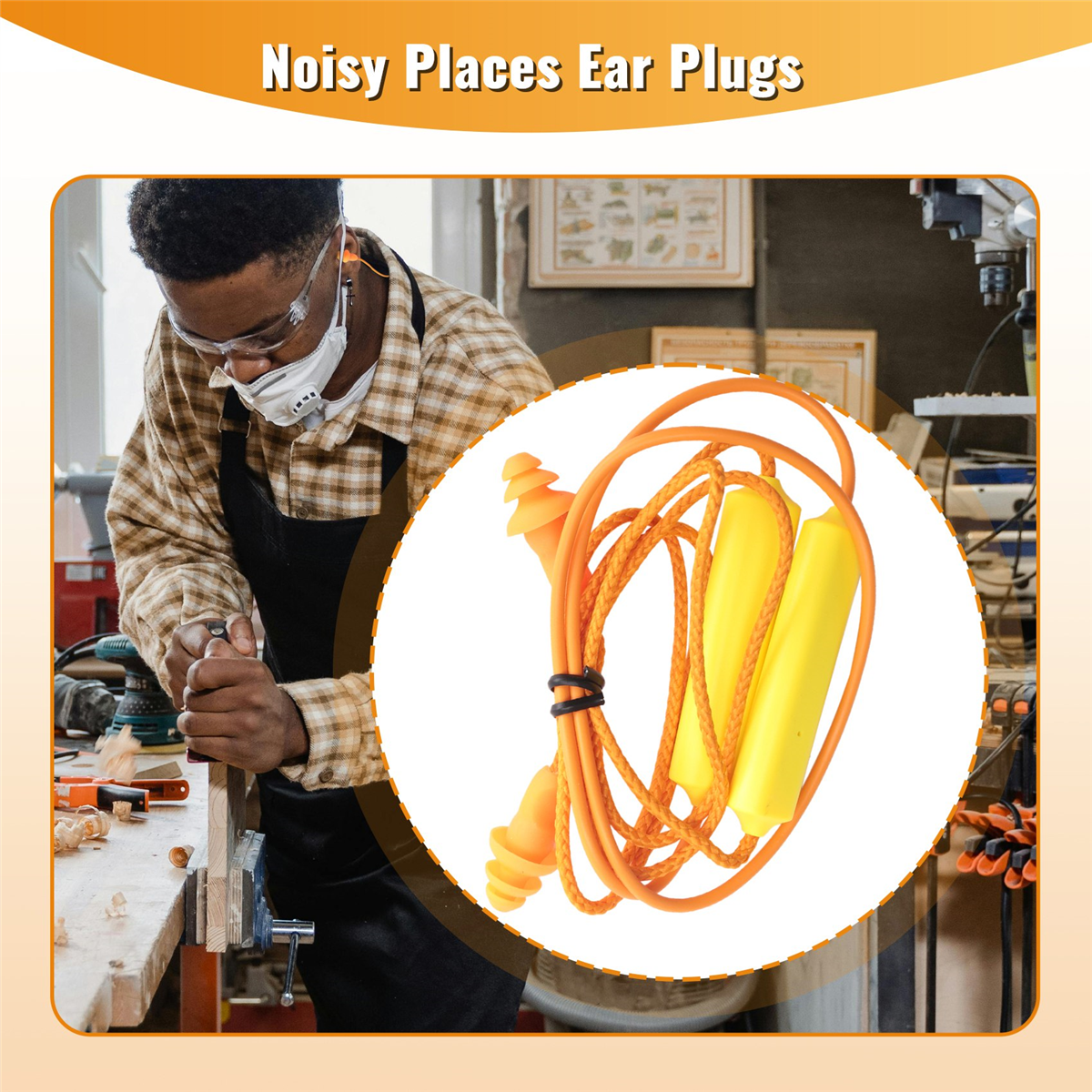 Good sales Ear Plugs Bluetooth Earphone for Work, Noise Suppression, Hearing Protection,Construction Sites, Noisy Places Orange