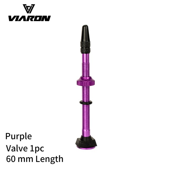 VIARON 2PCS 40/60mm Fahrrad F/V prasta Tubeless Reifen Ventil Rennrad MTB Reifen Luft ventil Legierung Ventil Kappe Für fahrrad Teile: 60mm purple 1pc