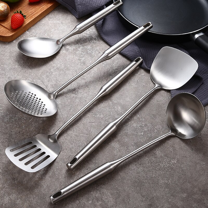304 stainless steel kitchen utensils 6-piece set soup spoon spatula large colander rice laddle kitchen cooking tools: 6PCS SET