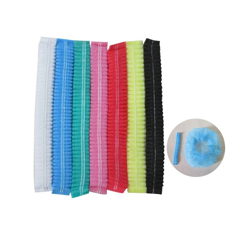Gorro desechable de franjas no tejidas, gorros con tiras antipolvo, Gorros de protección para el trabajo, gorro de Chef con forma de seta, gorras protectoras Multicolor prácticas