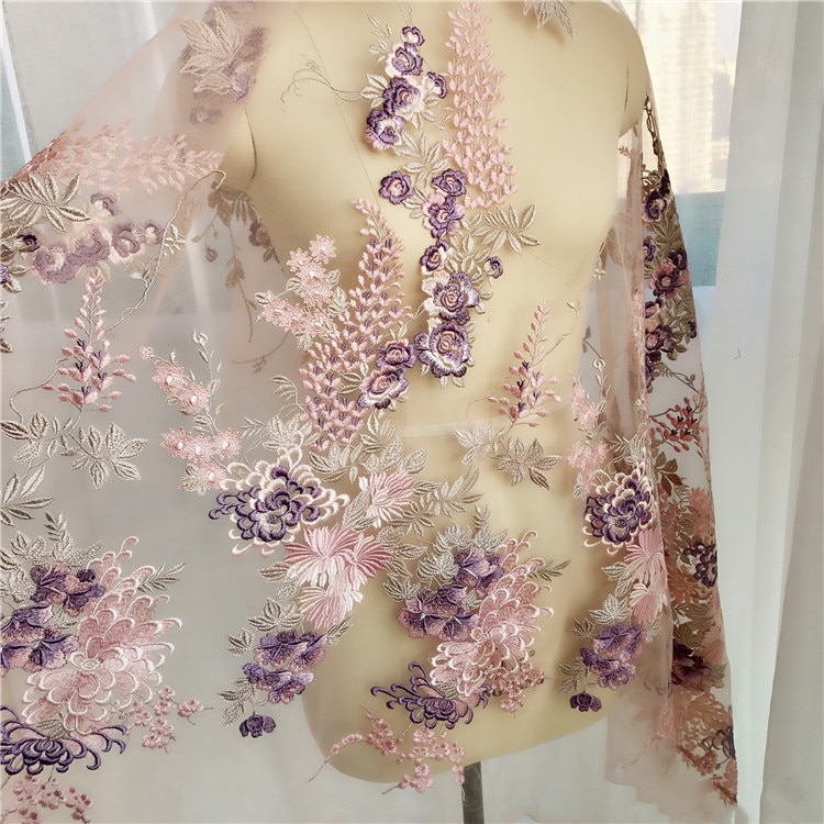Fargede blondere blomster brudekjole, skjørt, cheongsam tilbehør tilbehør manuell diy smykker lapp 130cm*30cm rs1943
