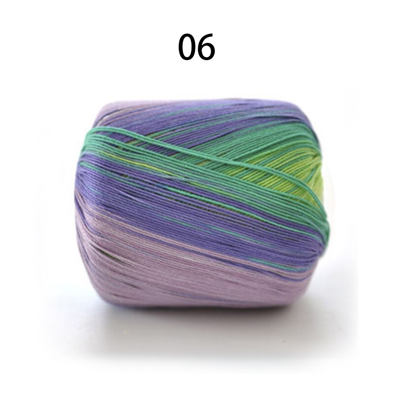 40G/Bal Katoen Metallic Kant Regenboog Garen Kleurrijke Dunne Draad Voor Diy Hand Haken Breien Door 1.5-2.5Mm Haaknaalden: 06