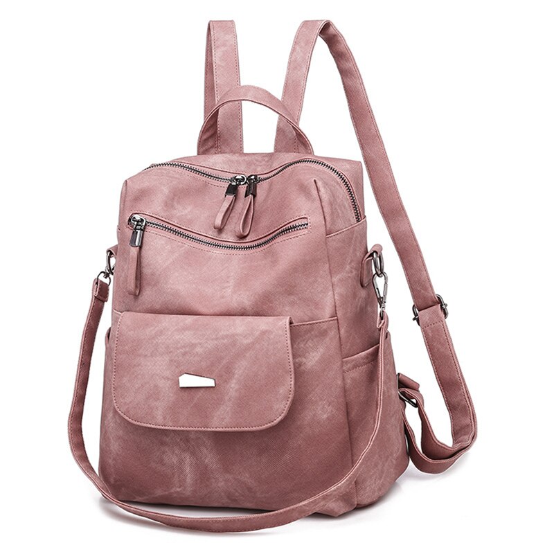 Lederen Rugzak Vrouwen Schoudertas Vintage Rugzak Reizen Rugzakken Voor School Tieners Meisjes Rugzak Vrouwen Mochila Feminina: pink