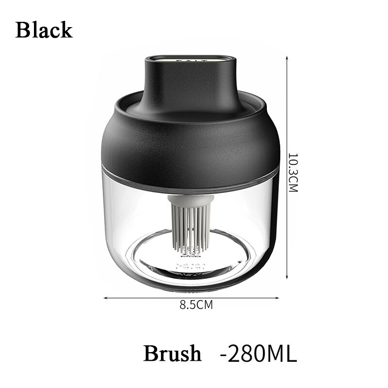 Køkken glas krydderier flasker glas sukker salt honning opbevaring krukke 280ml krydderier opbevaring boks med børste ske låg tilbehør 1pc: Sort pensel