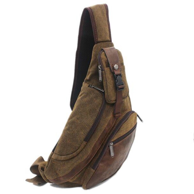 Mannen Canvas Sling Borst Dag Back Pack Bag Reizen Grote Capaciteit Retro Cross Body Enkele Rugzak Schouder Messenger Driehoek Zak