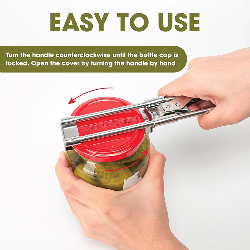 Abridor de latas ajustable, abridor de tarros de acero inoxidable antideslizante, abridor de latas con tornillo que ahorra trabajo, accesorios de cocina, herramientas