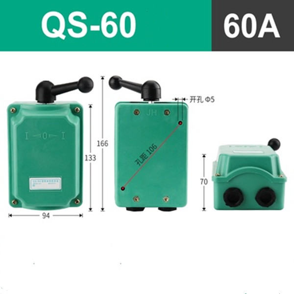 Vooruit Stop Achteruit Motor Waterdichte schakelaar QS-15 QS-30 QS-60 Omschakelaar 380V: Blauw