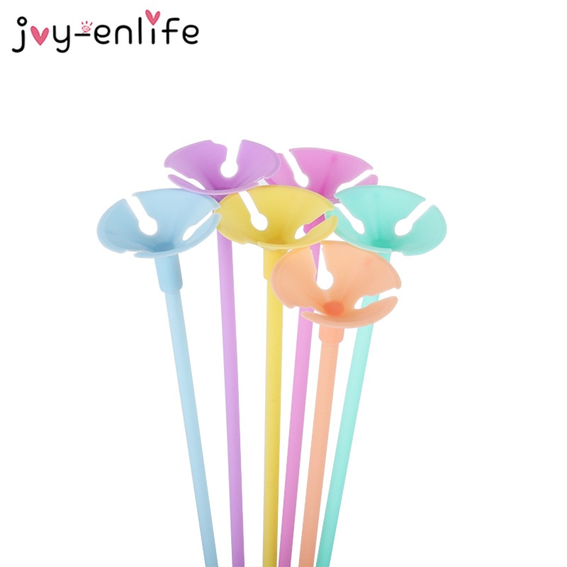 20pcs Colorful Latex Balloon Sticks PVC Rods Balloons Holder Sticks With Cup Baby Shower Kids Birthday Party Wedding Decoration