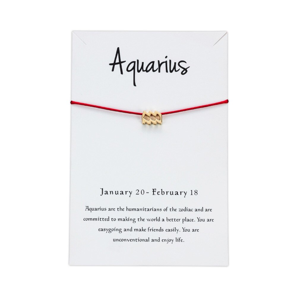 Lucky Eye Sterrenbeeld 12 Constellation Charm Armband Voor Vrouwen Mannen Armband Wish Card Sieraden Goud Kleur CN128: Aquarius