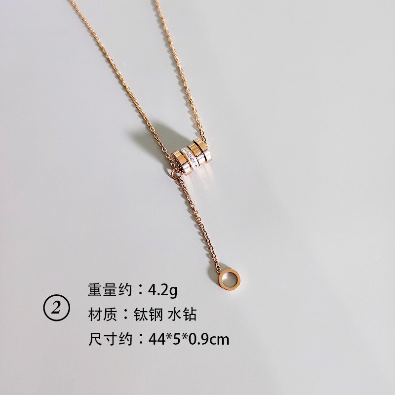 koreanische Vintage Edelstahl Rose Gold Halskette Für Frauen Sterne Mond Geometrische Kette Halskette Schmuck Zubehör: 2