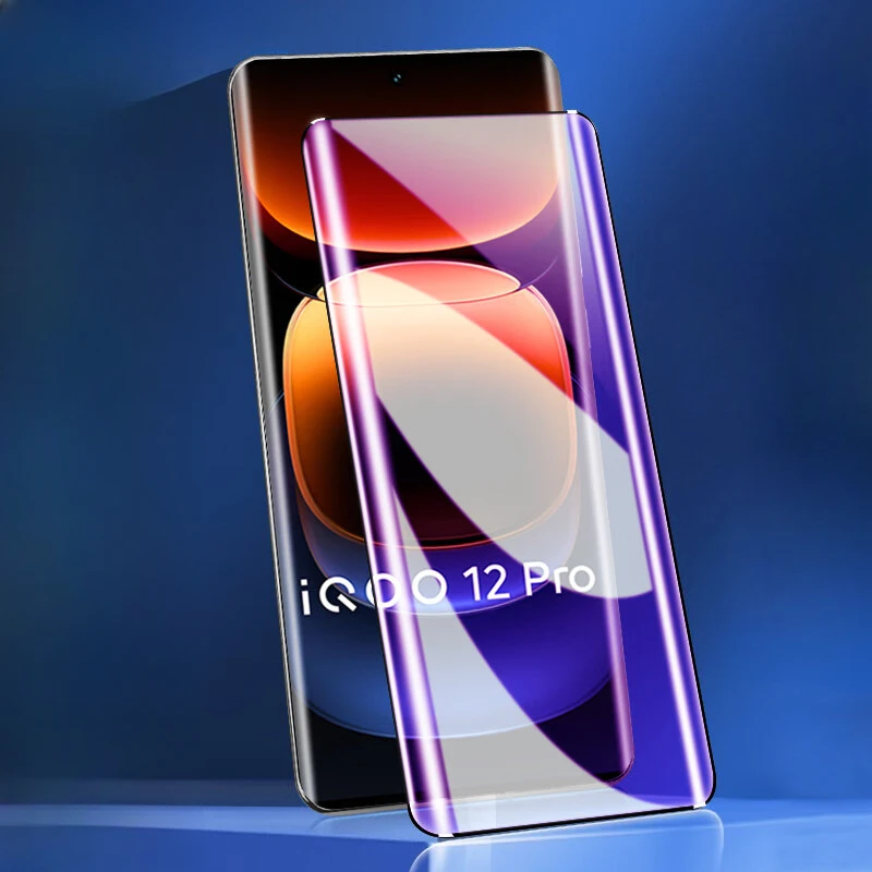Zakrzywione szkło hartowane 3D dla Vivo iQOO 12 11 zawodowiec ekran ochraniacz dla iQOO12zawodowiec iQOO11zawodowiec anty niebieski światło szkło pełny pokrywa: Różowe złoto / Pakiet 20