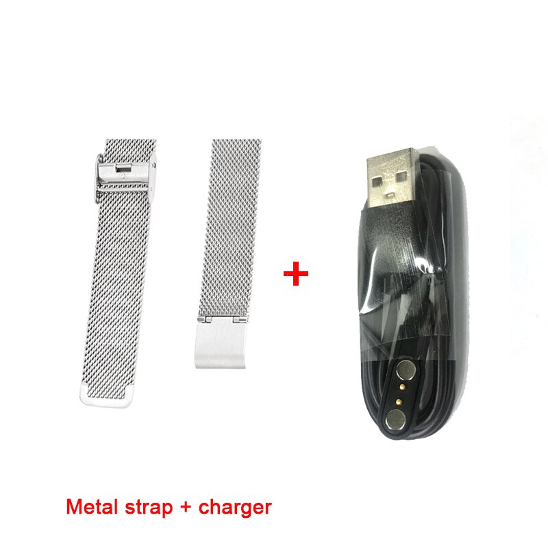 Original  kw10 smart urrem rustfrit stål/læder  kw10 kw20 smartwatch oplader kabel til  kw10 kw20 ur udskiftningsrem: Sølv