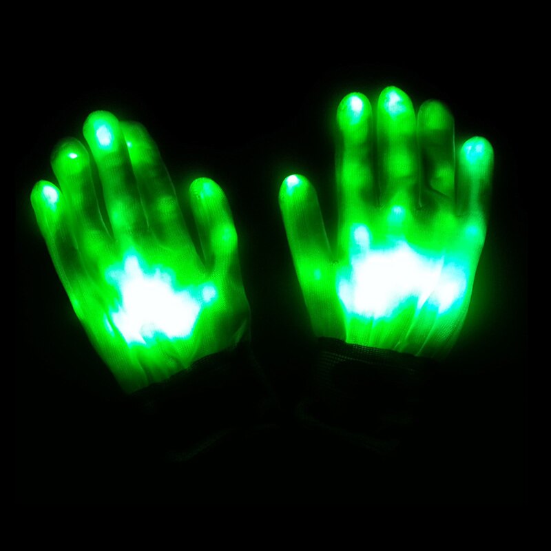 1pc led ljusemitterande handskarevents festtillbehör lysande blinkande handskar halloween kostym: Grön