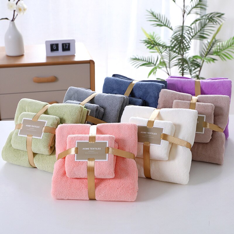 24 Kleuren Coral Fleece Absorberende Haar Zwemmen Gezicht Hand Badhanddoek Sets Microvezel Handdoeken Badkamer Handdoeken Microfiber Handdoek Set