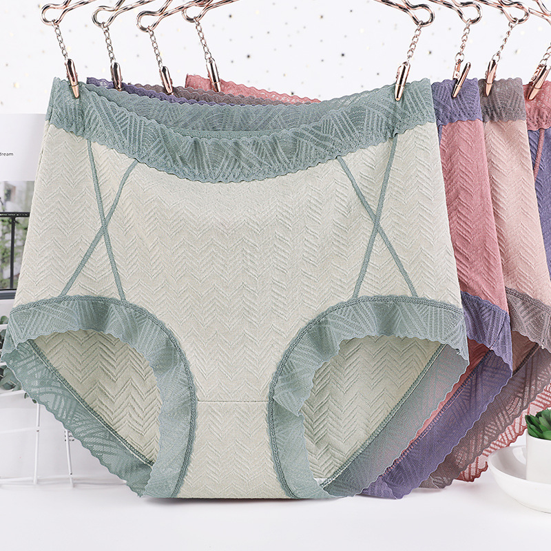 Bragas de algodón de Xl-6xl, ropa interior para mujer, bragas sexis de encaje de talla grande, pantalones cortos sin rastro de cintura alta, bragas de lencería femenina