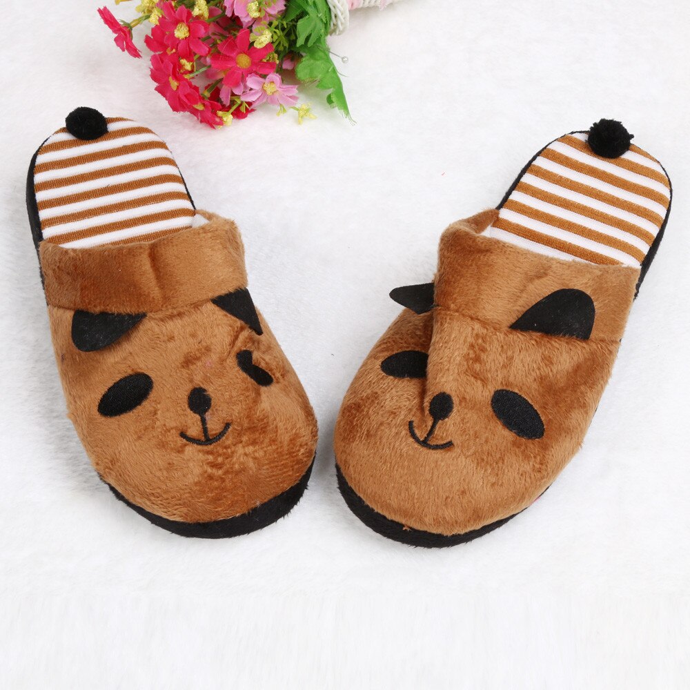 Belle bande dessinée Panda maison pantoufle femme chaussures mignon maison plancher doux rayure pantoufles femme chaussures 36-40
