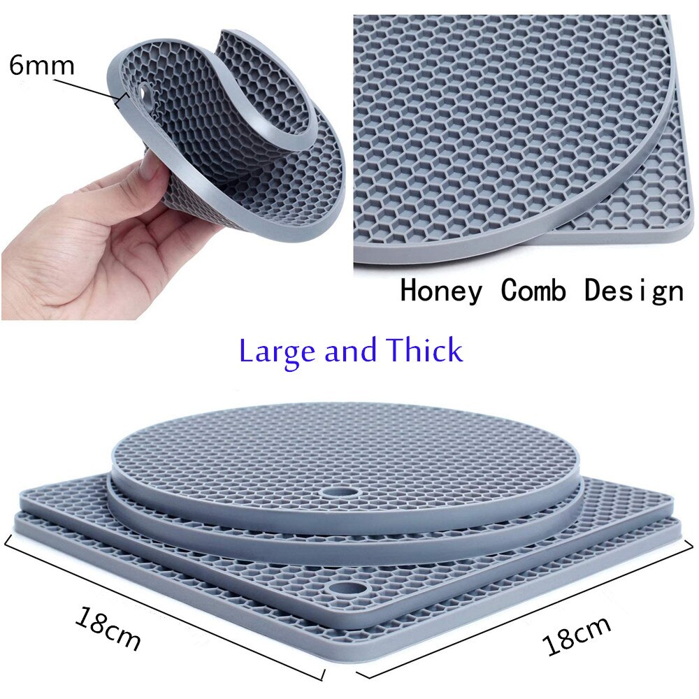 4 Pack Thick Silicone Trivet Mat Heat Resistant Pot Holders Insulation Pad Multi-Purpose for Jar Opener Spoon Holder Oven Mitts