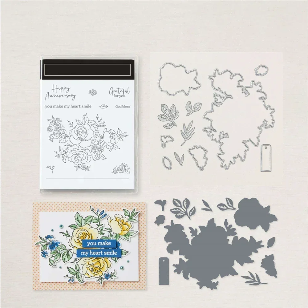 Casita de pájaros campestre, cielo aventuroso inspirador Snapdragons, sellos y troqueles transparentes para manualidades DIY, tarjetas, álbum de fotos, álbum de recortes: Negro