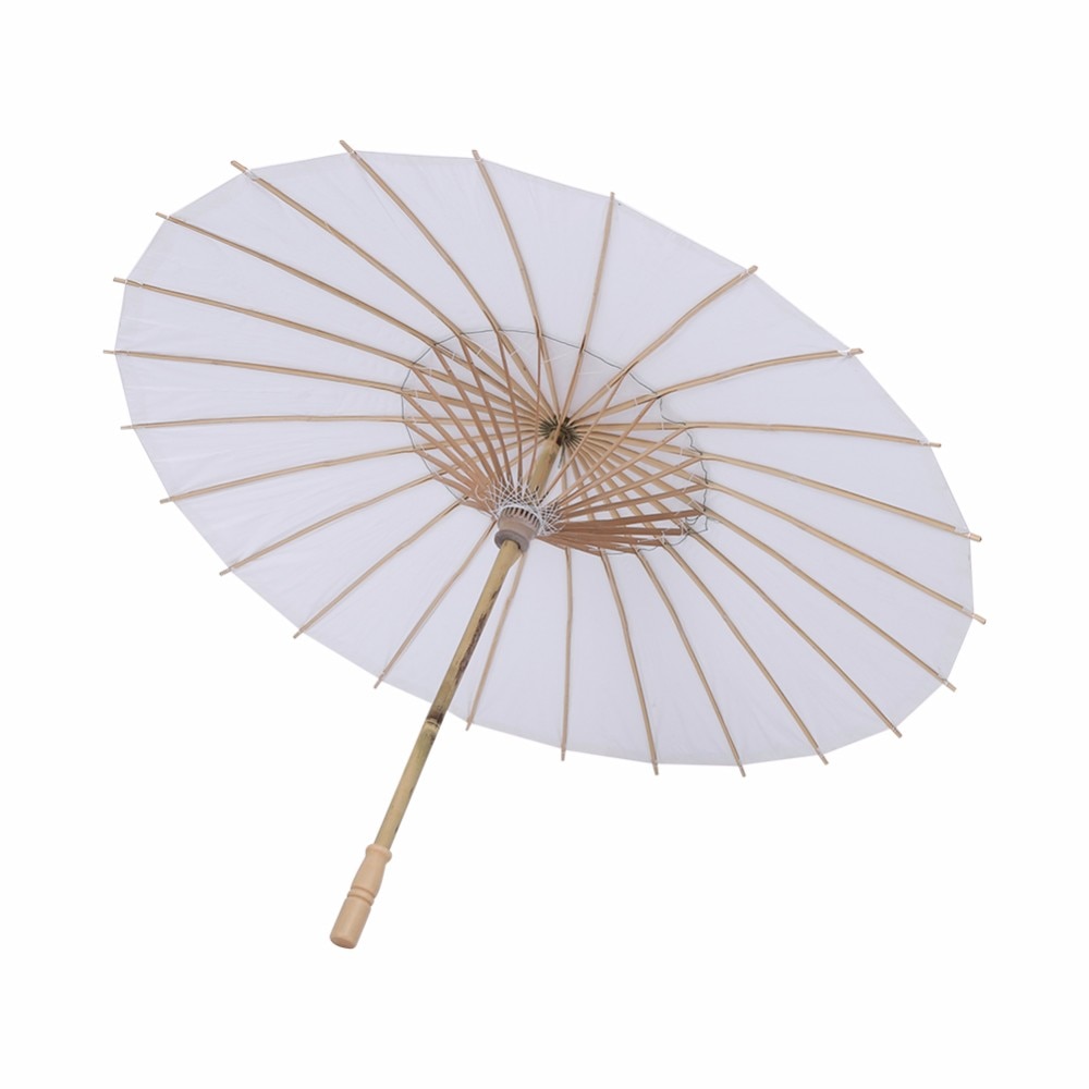 Bamboo White Paper Umbrella Tissue Paper Paraso Chinese Traditional Ancient Craft White Umbrella China Traditional Dance Props