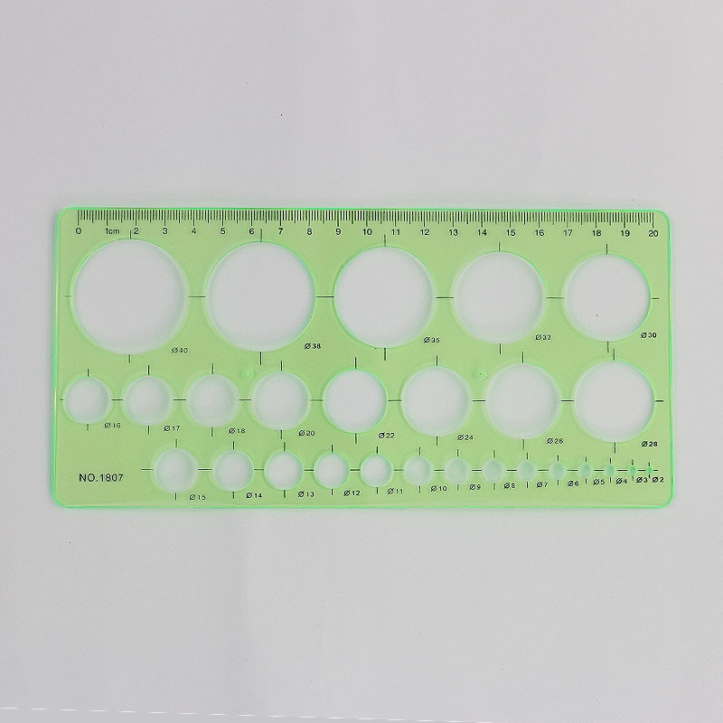 1 pcs Geometry Template Ruler Stencil Drawing Measuring Tool Green Plastic Student Lab Stationery Ruler School Supplies