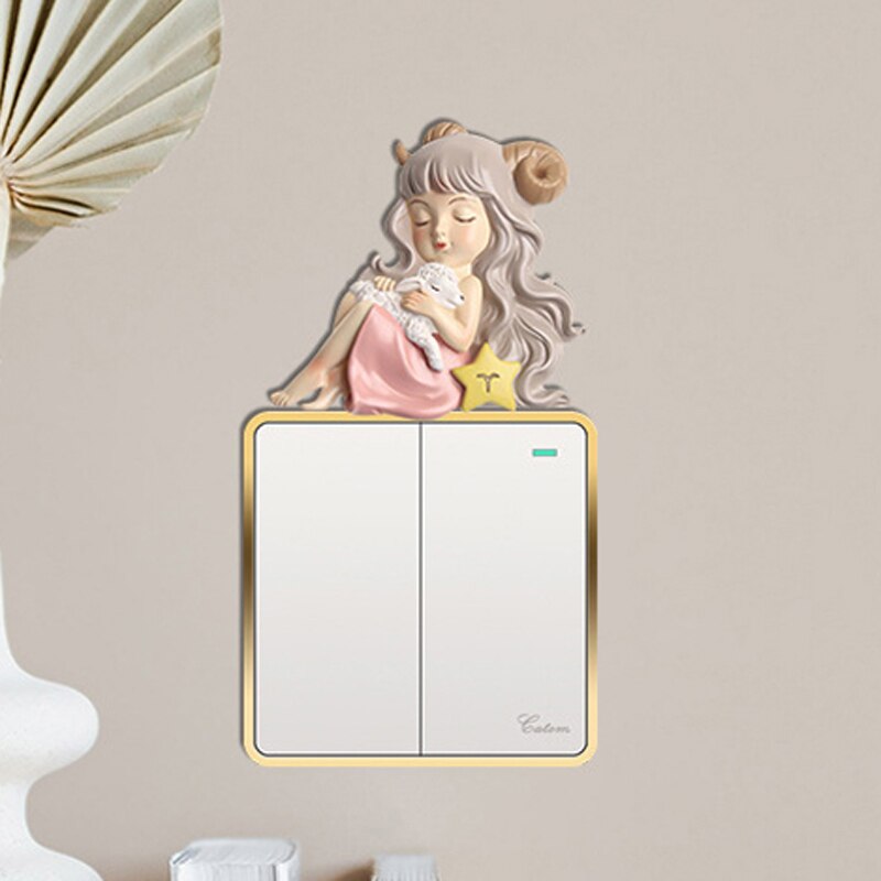 Resin Switch Stickers Cartoon Socket Decor Home Decoration Accessories Wall Stickers Fairy Tale 3d Stereo Stickers